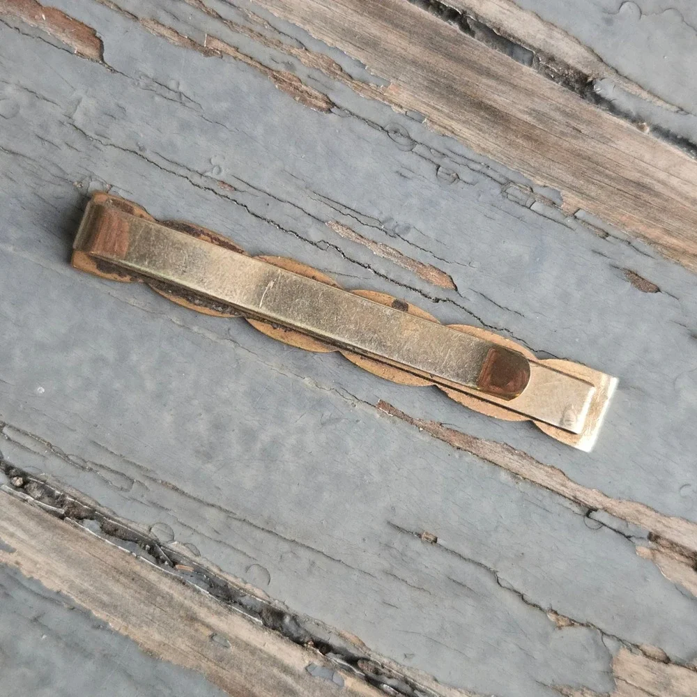 VTG Tie Clip Bar Gold Tone‎ Mens Braided Rope Twist Design Formal Jewelry 2 3/4